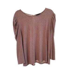 Adrianna Papell Pink Polka heart Blouse – XL